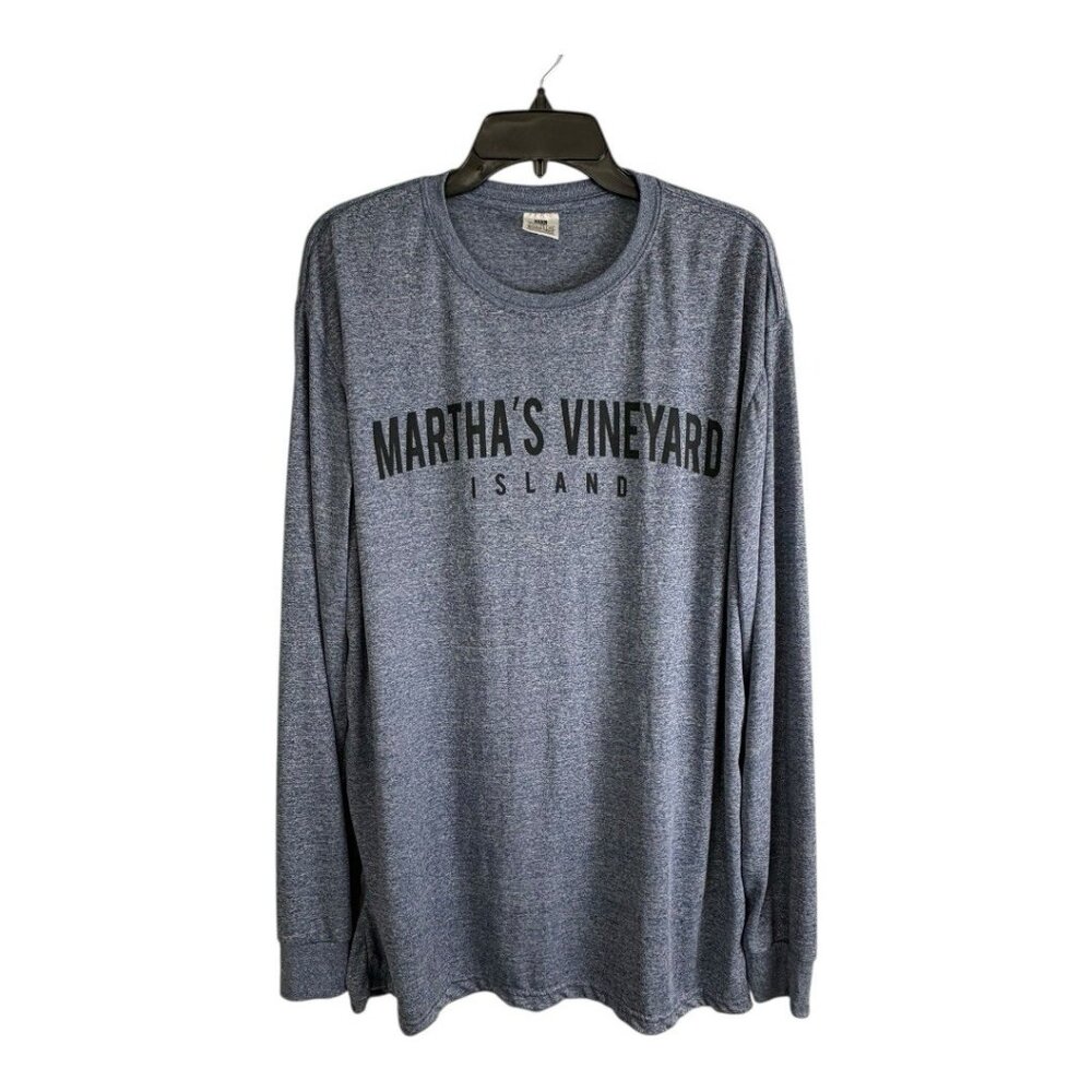 Tee Max Mens Tee Shirt Adult Size XL Blue Marthas Vineyard Long Sleeve Casual